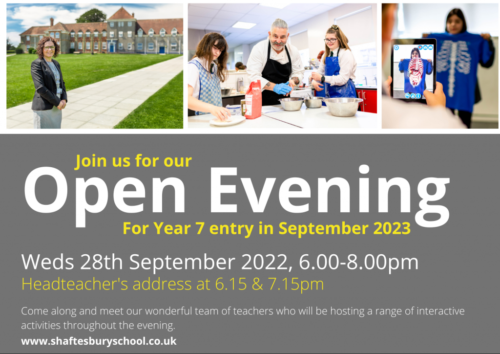 Join us for our Year 7 Open Evening - Shaftesbury School
